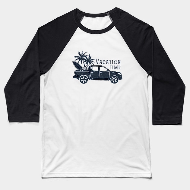 Pickup With Surfboard, Palms. Summer, Travel, Adventure. Vacation Time. Creative Illustration Baseball T-Shirt by SlothAstronaut